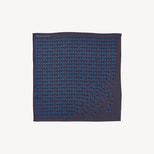 Pure Silk Pocket Square in Navy Falling Shields from Aspinal of London