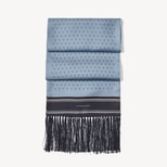 Pure Silk Tassel Scarf in Pale Blue Circle Paisley from Aspinal of London