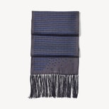 Pure Silk Tassel Scarf in Navy Falling Shields from Aspinal of London