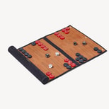 Travel Backgammon Set in Navy & Cappucino Suede from Aspinal of London
