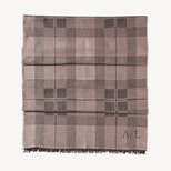 Silk Check Scarf in Putty Silk Modal from Aspinal of London