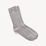 Rib Knit Cashmere Socks in Mid Grey Melange Cashmere from Aspinal of London