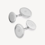 Diamond Faceted Oval Cufflinks in Sterling Silver from Aspinal of London