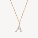 Diamond Initial Necklace in 14ct Gold - Letter A from Aspinal of London
