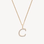 Diamond Initial Necklace in 14ct Gold - Letter C from Aspinal of London
