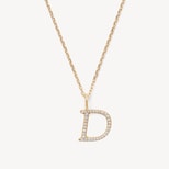Diamond Initial Necklace in 14ct Gold - Letter D from Aspinal of London