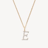 Diamond Initial Necklace in 14ct Gold - Letter E from Aspinal of London