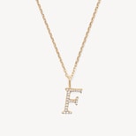 Diamond Initial Necklace in 14ct Gold - Letter F from Aspinal of London