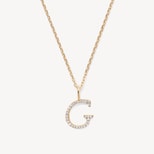 Diamond Initial Necklace in 14ct Gold - Letter G from Aspinal of London