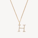 Diamond Initial Necklace in 14ct Gold - Letter H from Aspinal of London