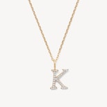 Diamond Initial Necklace in 14ct Gold - Letter K from Aspinal of London