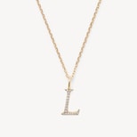 Diamond Initial Necklace in 14ct Gold - Letter L from Aspinal of London