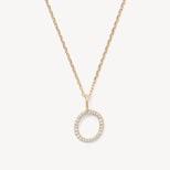 Diamond Initial Necklace in 14ct Gold - Letter O from Aspinal of London