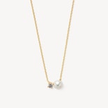Toi Et Moi Necklace in White Sapphire, Pearl & 14ct Gold from Aspinal of London