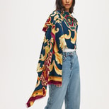 Merino & Silk Stole in Fig Signature Shield from Aspinal of London