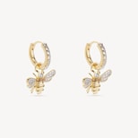 Diamond Bee Charm Earrings in 14ct Gold from Aspinal of London