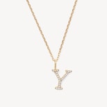 Diamond Initial Necklace in 14ct Gold - Letter Y from Aspinal of London