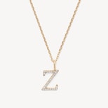 Diamond Initial Necklace in 14ct Gold - Letter Z from Aspinal of London