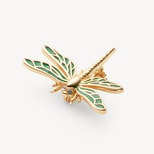 Dragonfly Brooch in Green Enamel & 18ct Gold Plated from Aspinal of London