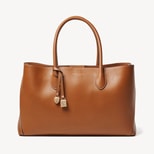 London Tote in Smooth Tan with Engravable Charm from Aspinal of London