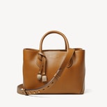Midi London Tote in Smooth Tan with Engravable Charm from Aspinal of London