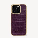 iPhone 16 Pro Case in Deep Shine Fig Small Croc from Aspinal of London