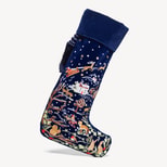 Luxury Personalised Christmas Stocking in Night Before Christmas Hand Embroidery on Navy Velvet from Aspinal of London