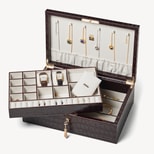 Prestige Jewellery Box in Deep Shine Amazon Brown Croc from Aspinal of London