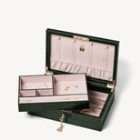 Savoy Jewellery Box in Deep Shine Evergreen Croc from Aspinal of London
