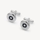 Enamel Button Cufflinks in Navy & Silver Plated from Aspinal of London