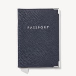 Passport Cover in Navy Pebble from Aspinal of London