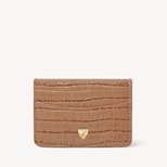 Slim Credit Card Holder in Deep Shine Caramel Small Croc from Aspinal of London