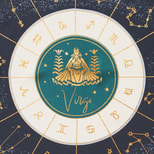 Virgo Zodiac Silk Scarf in Navy from Aspinal of London