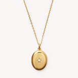 Oval Pearl Locket Necklace in 18ct Gold Vermeil from Aspinal of London