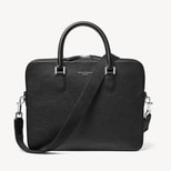 Slim Leather Briefcase in Black Pebble from Aspinal of London