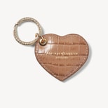 Small Heart Keyring in Deep Shine Caramel Small Croc from Aspinal of London