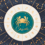 Cancer Zodiac Silk Scarf in Navy from Aspinal of London