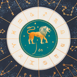 Leo Zodiac Silk Scarf in Navy from Aspinal of London