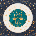 Libra Zodiac Silk Scarf in Navy from Aspinal of London