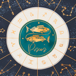 Pisces Zodiac Silk Scarf in Navy from Aspinal of London