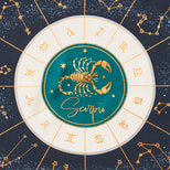 Scorpio Zodiac Silk Scarf in Navy from Aspinal of London
