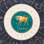 Taurus Zodiac Silk Scarf in Navy from Aspinal of London