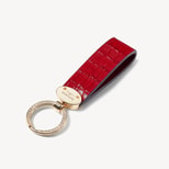 Oval Loop Keyring in Deep Shine Cherry Red Small Croc from Aspinal of London