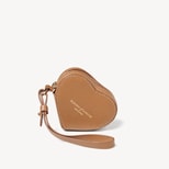 Heart Zipped Bag Charm in Caramel Soft Saffiano from Aspinal of London