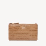 Mayfair® Coin & Card Wallet in Deep Shine Caramel Small Croc from Aspinal of London