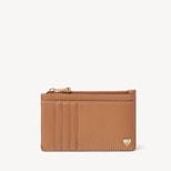 Zipped Card & Coin Holder in Caramel Soft Saffiano from Aspinal of London