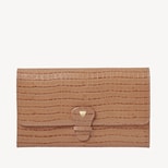 Travel Wallet in Deep Shine Caramel Small Croc from Aspinal of London