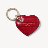 Small Heart Keyring in Deep Shine Cherry Red Small Croc from Aspinal of London