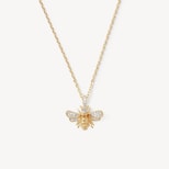 Diamond Bee Pendant Necklace in 14ct Gold from Aspinal of London