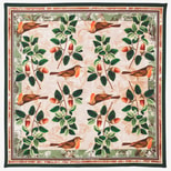 Robin & Acorn Silk Scarf in Green & Brown Pure Silk from Aspinal of London